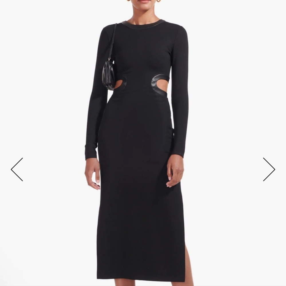 Black midi back cutout dress